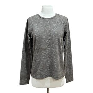 Woolrich Hickory Green Floral Embossed Sweater Size Medium